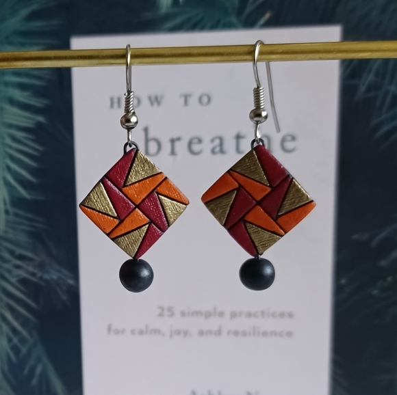 Geometric Clay Earrings - Picture 3 of 7